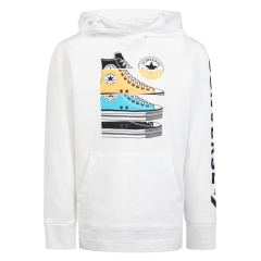 Converse Boys Distorted Long Sleeve Hooded Tee White