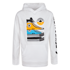 Converse Boys Distorted Long Sleeve s Hooded Tee White
