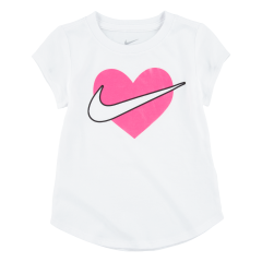 Nike Girls  Core Heart Short Sleeve Tee White