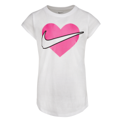 Nike Girls Core Heart Short Sleeve Tee White